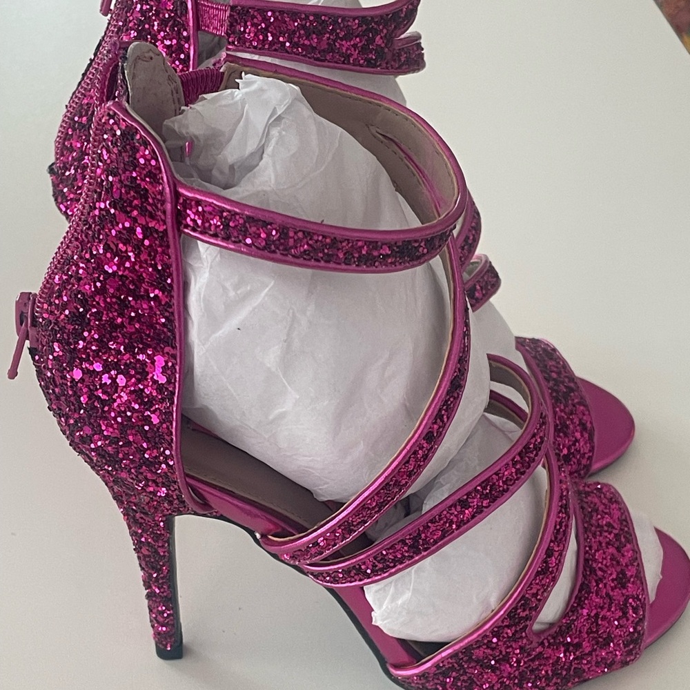 Betsey Johnson Hot pink sequin heels